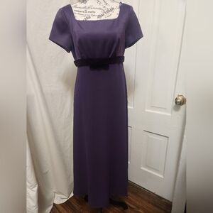 Liz Claiborne Night Purple Velvet-Bow Empire Full Gown Dress Sz 6P WORN ONCE!